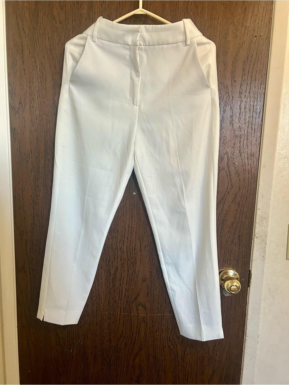 Zara White Straight-Leg Cropped Dress Pants